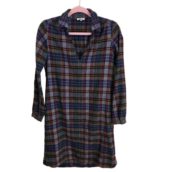 Bellerose Wool Dark Academia Gray Plaid Shirt Dress Belgian Clothing Co Size 0 - Picture 1 of 6